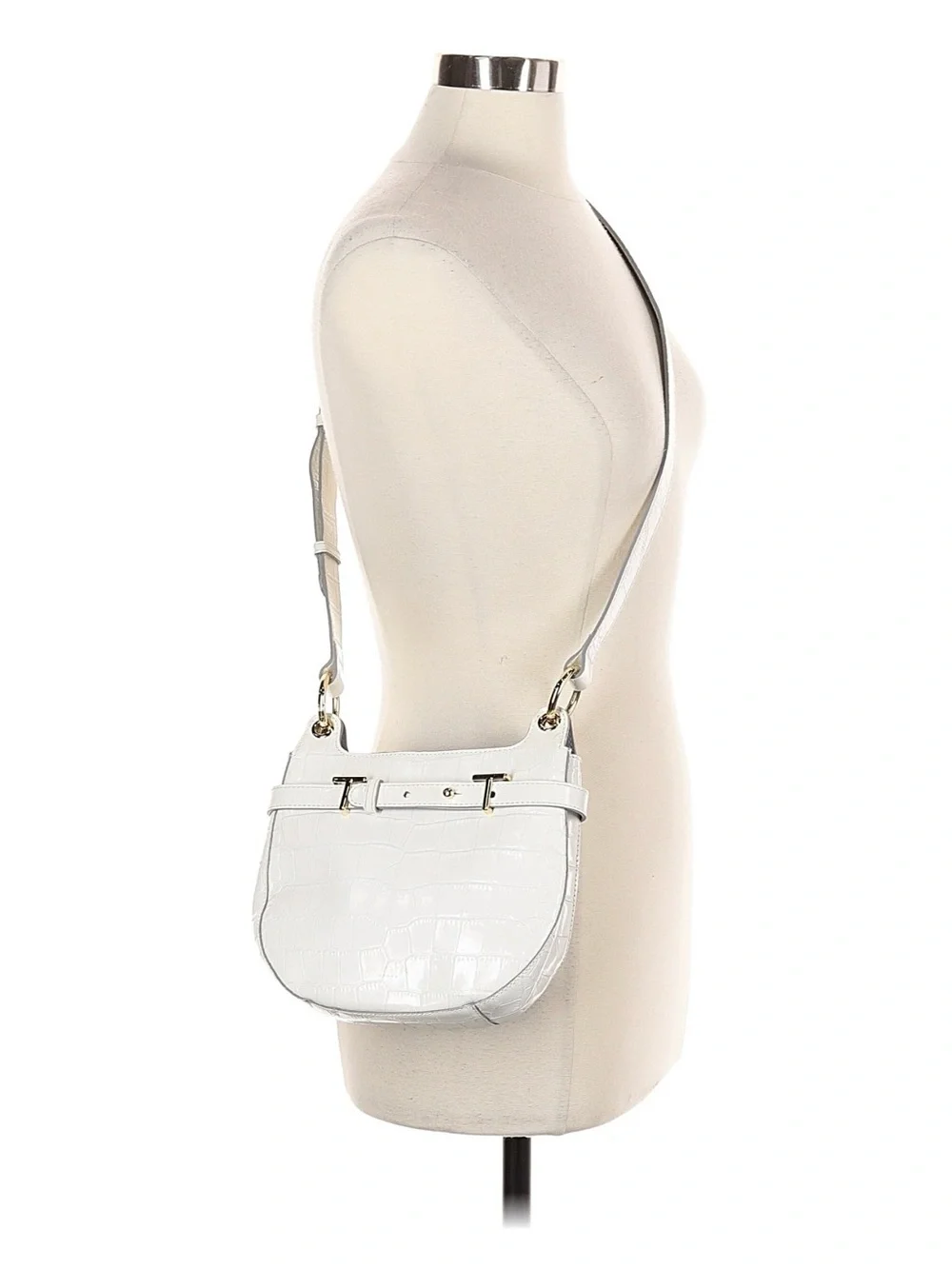 Ted Baker White Croc-Embossed Crossbody Bag with Gold Hardware